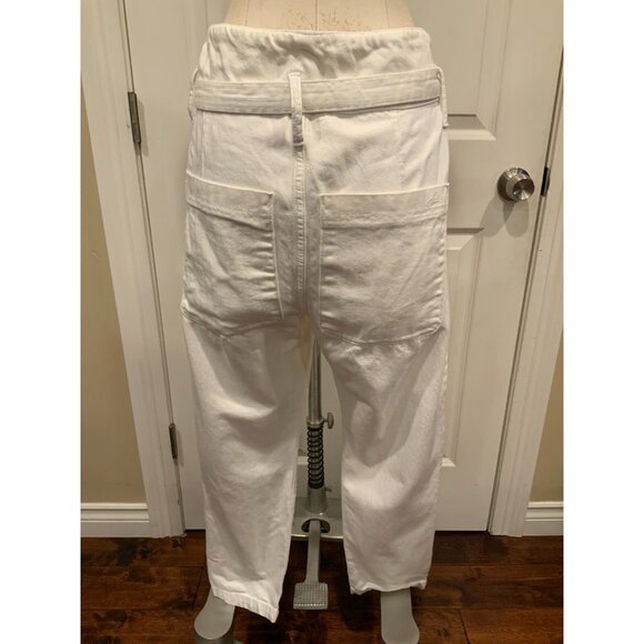 DL1961 White Denim "Susie" High Rise Paperbag Belted Jeans, Size 27 - Picture 5 of 8